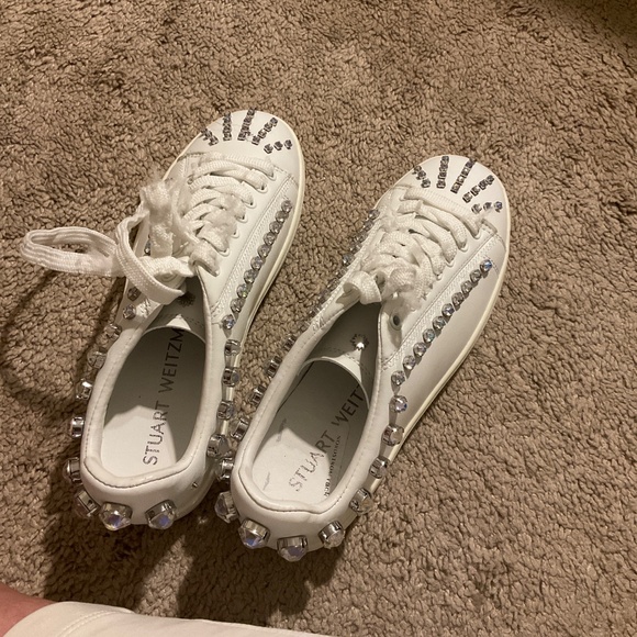 Stuart Weitzman Goldie Shine Crystal Embellished Sneakers - Picture 5 of 9